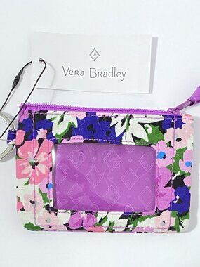 Vrera Bradley Zip ID Case Wallet Coin Purse in Flower Garden NWT